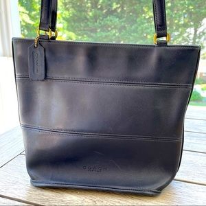 Vintage Coach Tribeca Shopper Blue Leather Shoulder Tote #9098